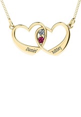 felicitous yellow gold merging hearts and birthstones baby necklace